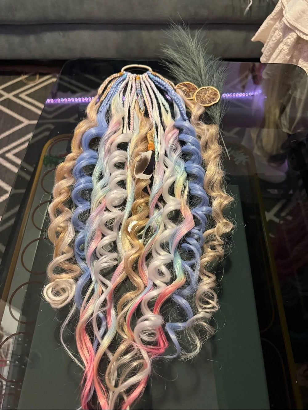 Premium Pastel Hair Extensions - Multi-Color Curly Accent Pieces